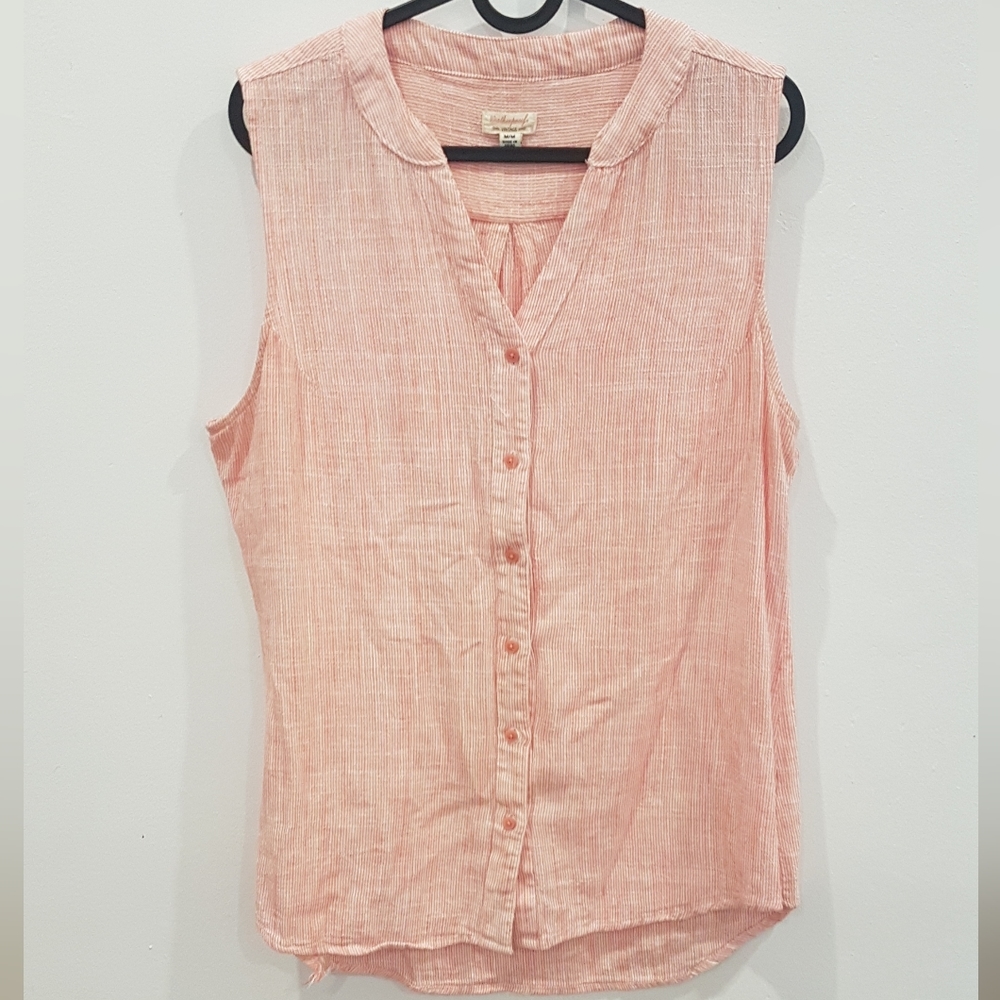 Weatherproof Vintage Women Sleeveless Pink Button Down Shirt
